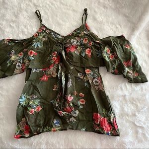 Floral Green Off-Shoulder Blouse
